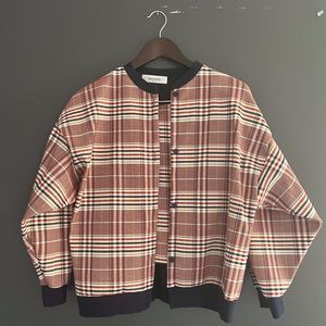 Gingham skirt bomber jacket set